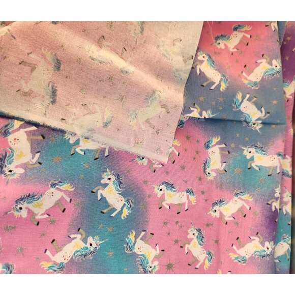 Magical Unicorn Fabric With Stars Pink & Blue Gradient 1 Yard x 45 Inches Quilt - Picture 4 of 8